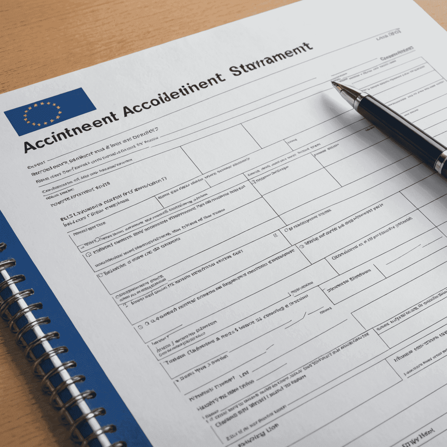 Een voorbeeld van een correct ingevuld Europees Schadeformulier, met duidelijk gemarkeerde velden voor persoonlijke gegevens, verzekeringsdetails en een schets van het ongeval